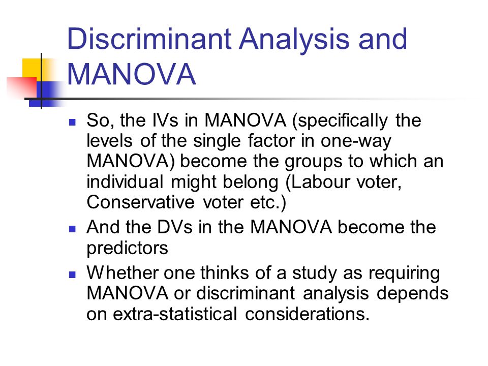 MANOVA (and DISCRIMINANT ANALYSIS) Alan Garnham, Spring ppt